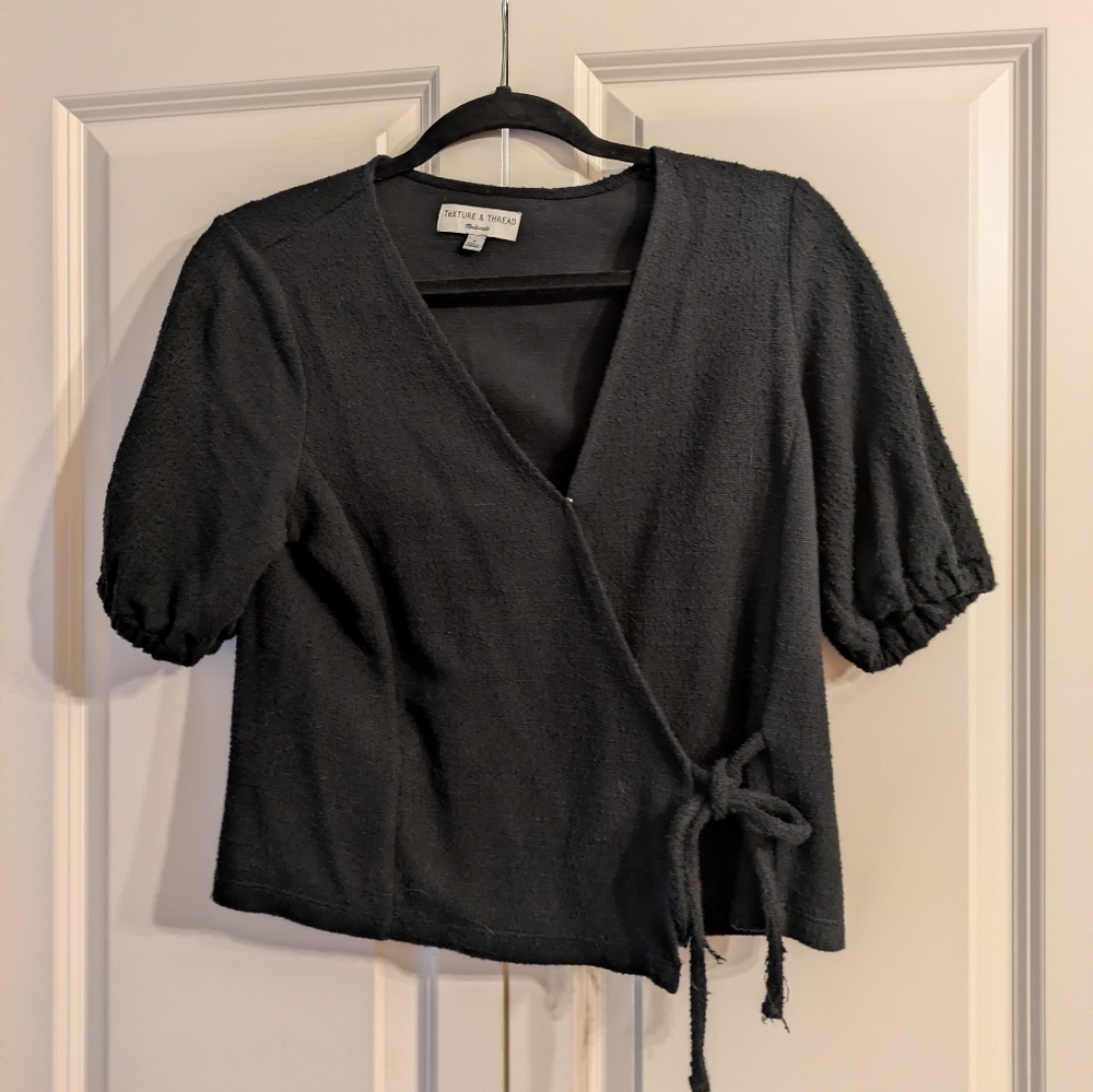 Madewell Texture & Thread Puff Sleeve Wrap Top Size S